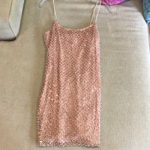 Pink beaded mini dress